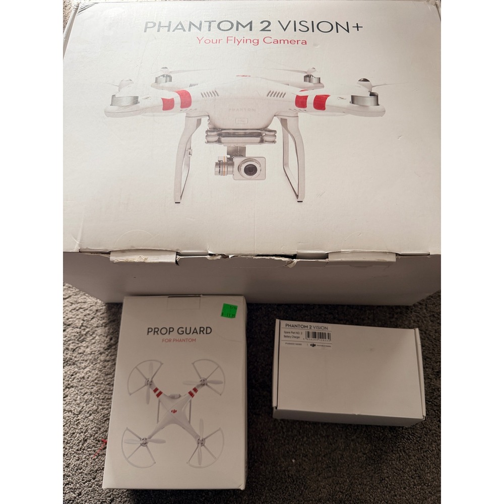 DJI Phantom 2 Vision+ Drone Quadcopter with Gimbal Camera Prop Guards and Extras
